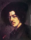 Hat Canvas Paintings - Portrait of Whistler with Hat